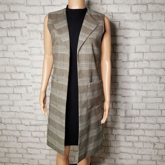 Calvin Klein Plaid Long Vest